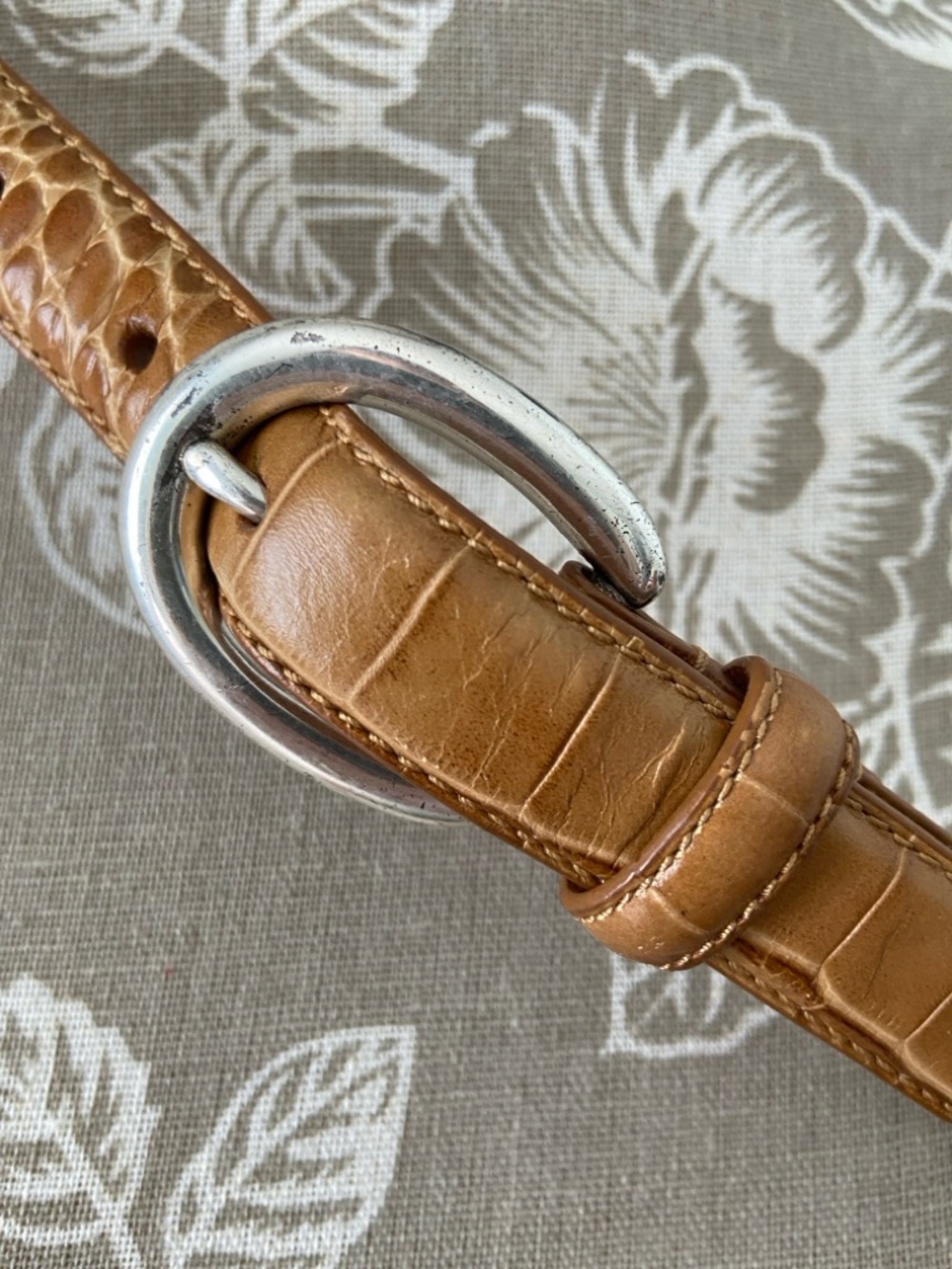 Ralph Lauren Croc-Embossed Leather Belt in Tan Brown - Picture 7 of 12